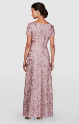 Petite Evelyn Rosette Lace Long Gown