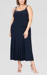 Plus Matte Jersey Jacket Dress with Beaded Trim Detail