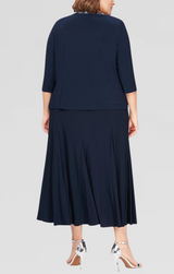 Plus Matte Jersey Jacket Dress with Beaded Trim Detail
