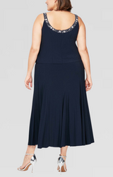 Plus Matte Jersey Jacket Dress with Beaded Trim Detail