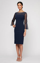 Petite Gabrielle Bell Sleeved Crepe Dress