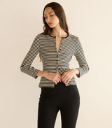 AMELIE TEE -- BLACK NANTUCKET STRIPE