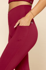 Crisscross Hourglass® Flared Leggings with Pockets - Ruby