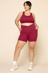 Crisscross Hourglass® Midi Shorts with Pockets - Ruby