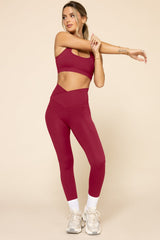 Crisscross Hourglass® Leggings with Pockets - Ruby