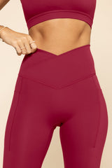 Crisscross Hourglass® Leggings with Pockets - Ruby