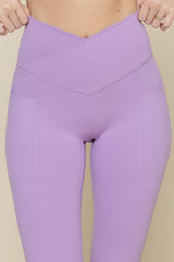 Crisscross Hourglass® Flared Leggings with Pockets - Mystic Purple