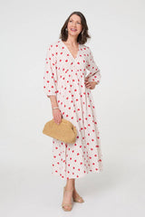 Striped Empire 3/4 Sleeve Maxi Dress