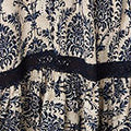Printed Shirred Lace Midi Dress