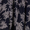 Leaf Print Shirred Lace Trim Maxi Dress