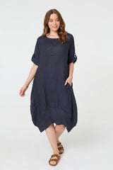 Oversized 3/4 Sleeve Midi Dress