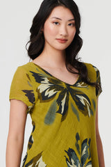 Floral Short Sleeve Knee Length Dress