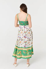 Tropical Print Cami Strap Midi Dress