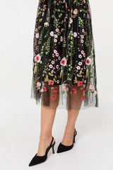 Floral Embroidered Mesh Midi Dress