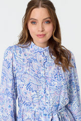 Printed High Neck Short Shirt Dress