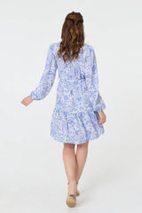 Printed High Neck Short Shirt Dress