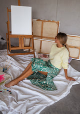 Green and Ecru Sax Zebra Print Skirt