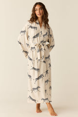 Kaia Cloud Jersey Kimono Robe in Animalia