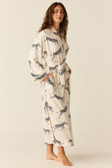 Kaia Cloud Jersey Kimono Robe in Animalia