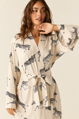 Kaia Cloud Jersey Kimono Robe in Animalia
