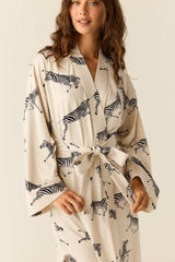 Kaia Cloud Jersey Kimono Robe in Animalia