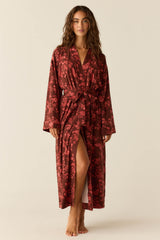 Kaia Cloud Jersey Kimono Robe in Botanical