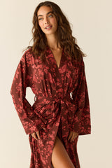 Kaia Cloud Jersey Kimono Robe in Botanical