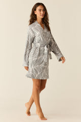 Meadow Cloud Jersey Classic Short Robe in Whisper