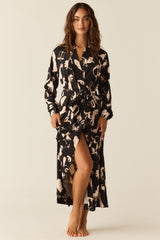 Skyler Cloud Jersey Banded Long Robe in Zodiac