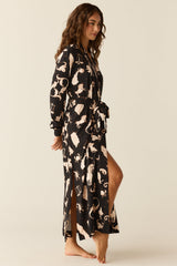 Skyler Cloud Jersey Banded Long Robe in Zodiac