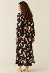 Skyler Cloud Jersey Banded Long Robe in Zodiac