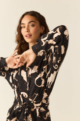 Skyler Cloud Jersey Banded Long Robe in Zodiac