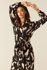 Skyler Cloud Jersey Banded Long Robe in Zodiac