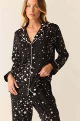 Winter Cloud Jersey PJ Set in Black Stars