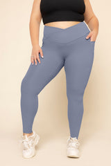 Crisscross Hourglass® Leggings with Pockets - Blue Mist