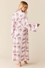 Kaia Cloud Jersey Kimono Robe in Tiger Lily