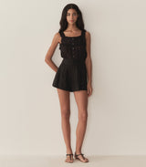 LARUE LINEN SHORT -- BLACK