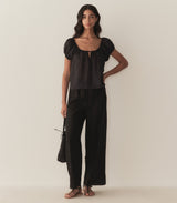 LAVON LINEN PANT -- BLACK