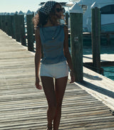 LIRIEL TOP -- NAVY VALENCIA GINGHAM