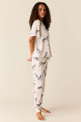 Maddie Cloud Jersey PJ Set in Animalia (Color Variation)