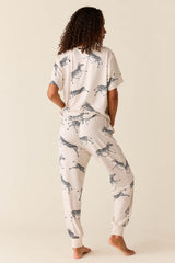 Maddie Cloud Jersey PJ Set in Animalia (Color Variation)