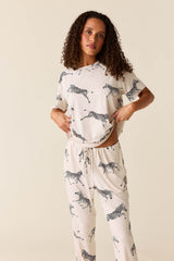 Maddie Cloud Jersey PJ Set in Animalia (Color Variation)