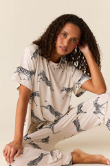 Maddie Cloud Jersey PJ Set in Animalia (Color Variation)