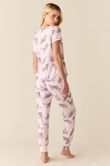 Nadia Cloud Jersey PJ Set in Tiger Lily