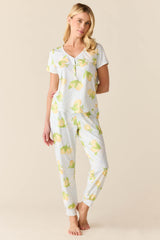 Nadia Cloud Jersey PJ Set in Lemon Spritz