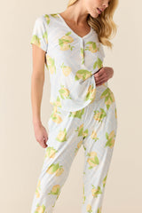 Nadia Cloud Jersey PJ Set in Lemon Spritz