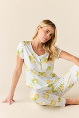 Nadia Cloud Jersey PJ Set in Lemon Spritz