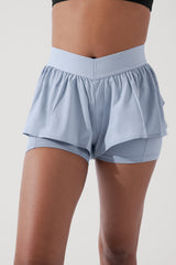 On the Run Ruffle Short - Blue Breeze