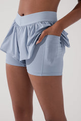 On the Run Ruffle Short - Blue Breeze