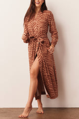 Skyler Cloud Jersey Banded Long Robe in Bengal